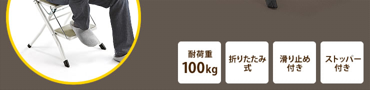 耐荷重100kg　折りたたみ式　滑り止め付き　ストッパー付き