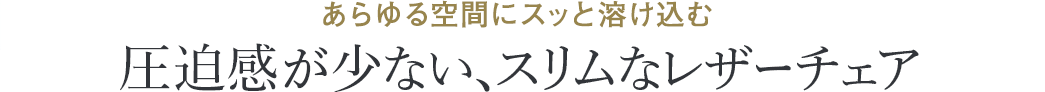 あらゆる空間にスッと溶け込む 軽快なフォルムと、レザーの高級感