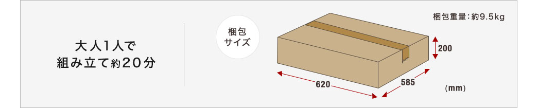 大人1人で組み立て約20分