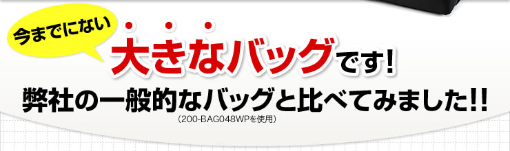 今までにない大きなバッグです