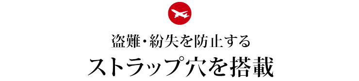 盗難・紛失を防止する　ストラップ穴を搭載