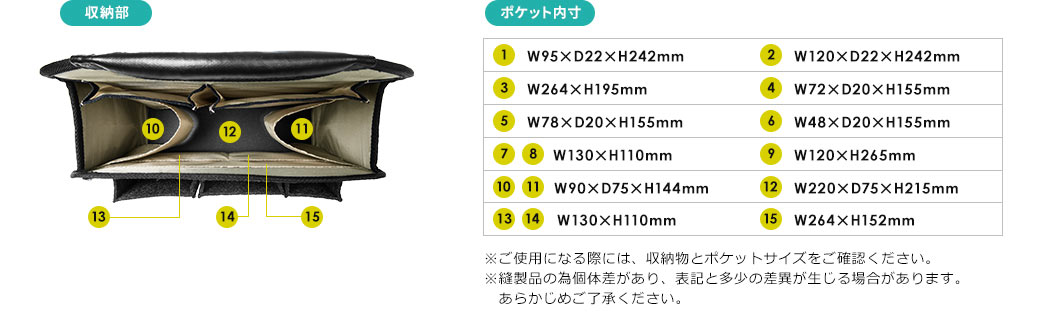 収納部 ポケット内寸