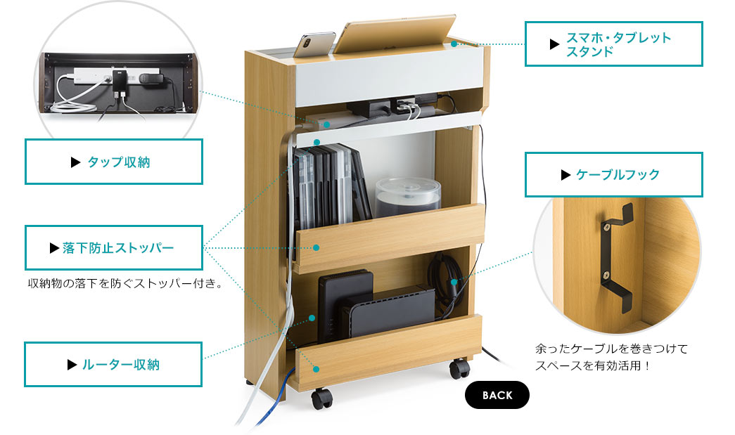 タップ収納 落下防止ストッパー