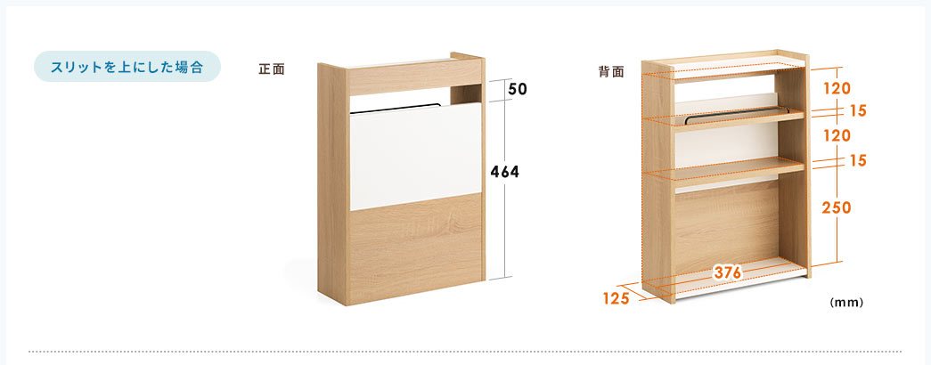 スリットを上にした場合