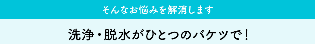 そんなお悩みを解消します 洗浄・脱水がひとつのバケツで