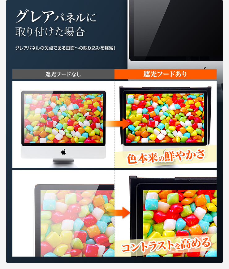 グレアパネルに取り付けた場合