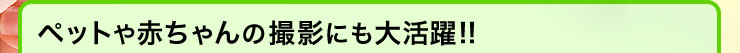 ペットや赤ちゃんの撮影にも大活躍