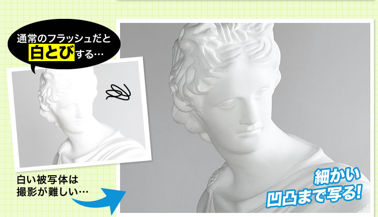 通常のフラッシュだと白とびする