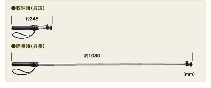 収納時（最短）　延長時（最長）