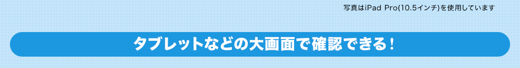 タブレットなどの大画面で確認できる