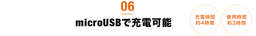 microUSBで充電可能