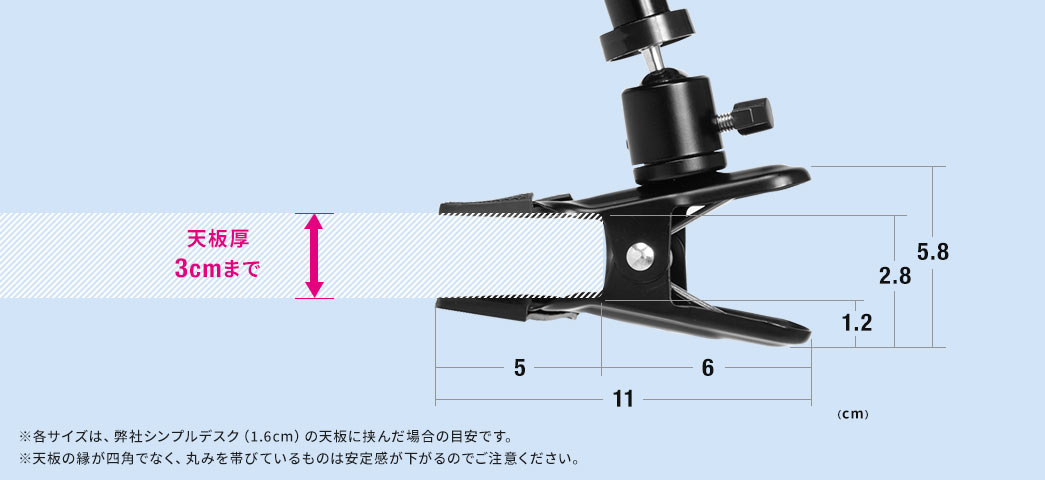 天板厚3cmまで