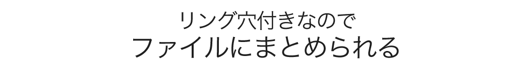 リング穴付きなのでファイルにまとめられる