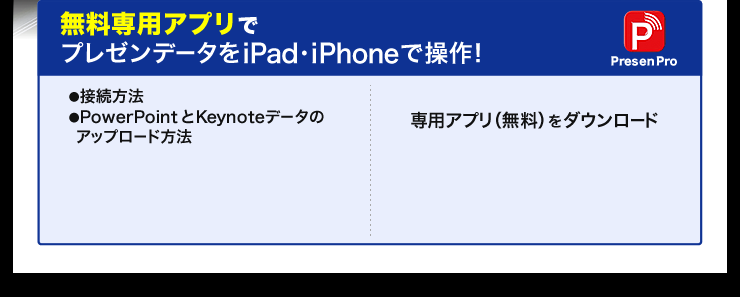 無料専用アプリでプレゼンデータをiPad・iPhoneで操作