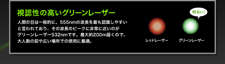 視認性の高いグリーンレーザー