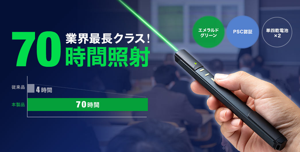 業界最長クラス70時間照射 エメラルドグリーン PS認証