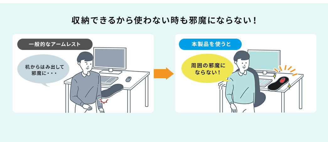 収納できるから使わないときも邪魔にならない