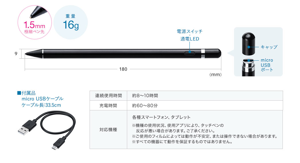 1.5mm極細ペン先 重量16g