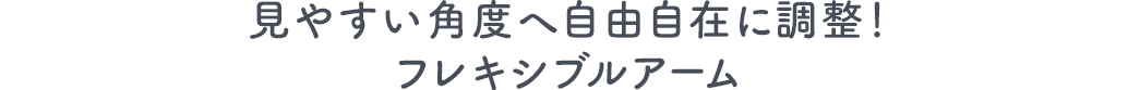 見やすい角度へ自由自在に調整 フレキシブルアーム