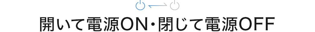 開いて電源ON・閉じて電源OFF