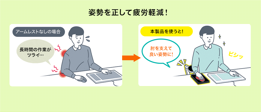 姿勢を正して疲労軽減