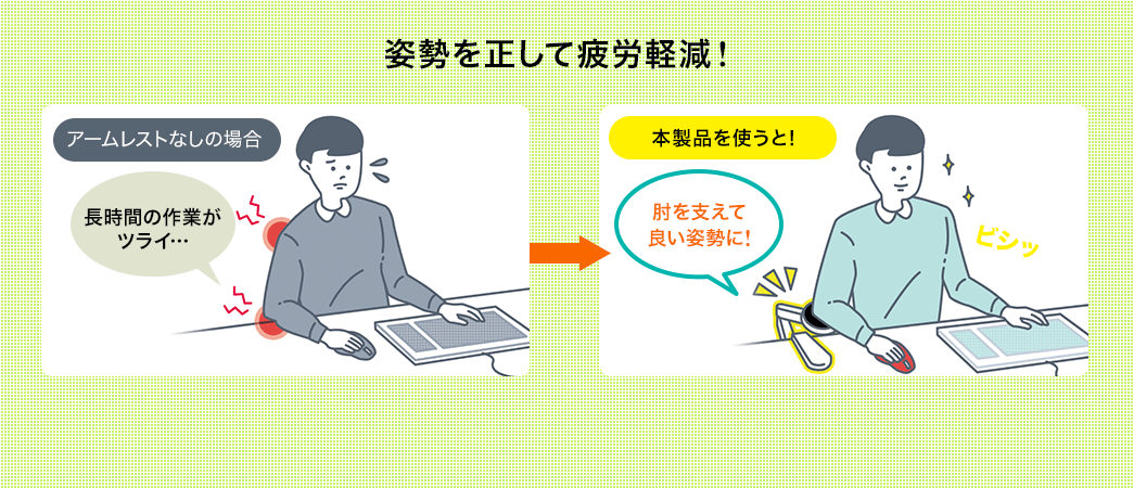 姿勢を正して疲労軽減