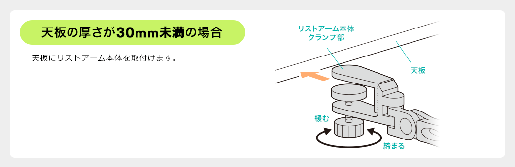 天板の厚さが30mm未満の場合