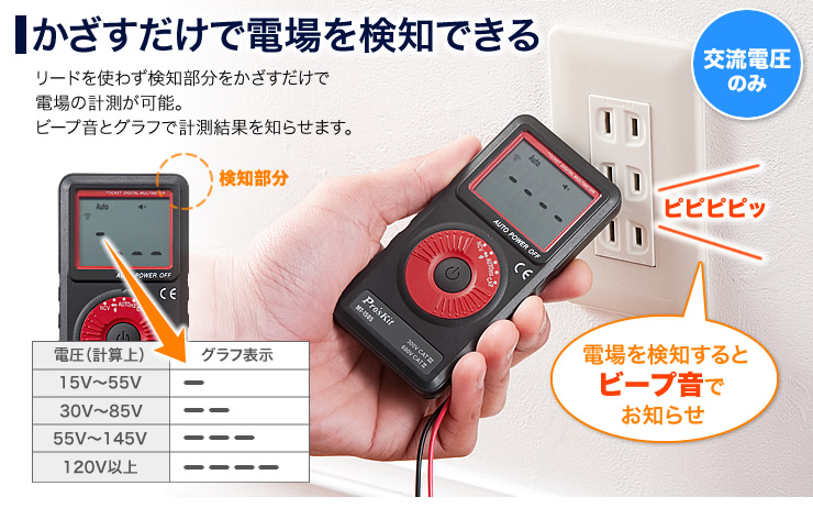 かざすだけで電場を検知できる