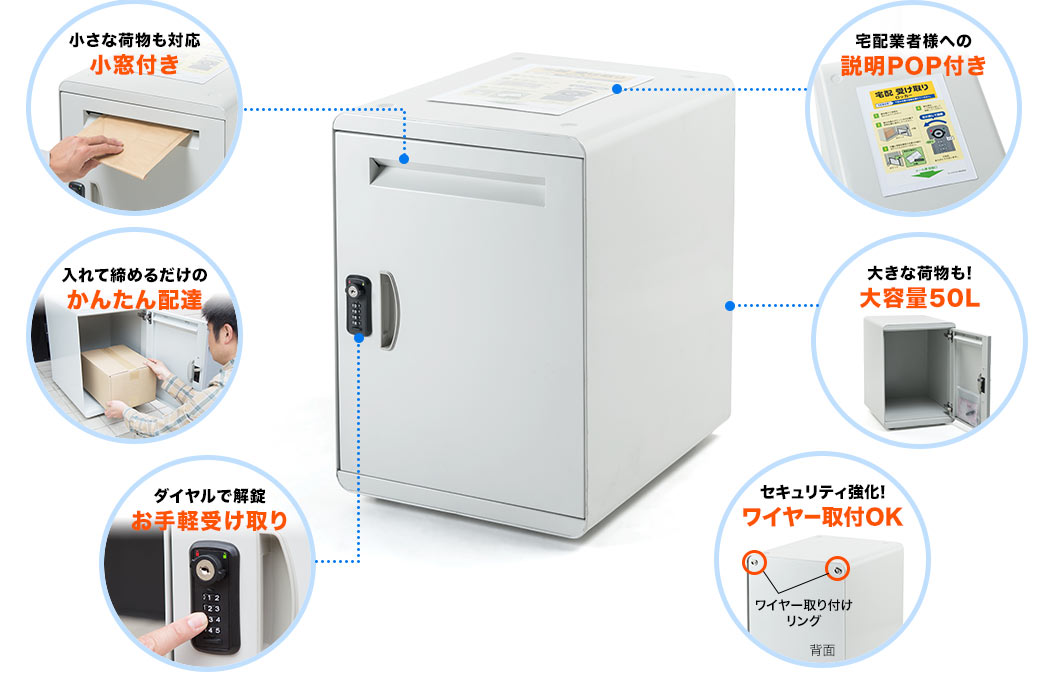 小さな荷物も対応 小窓付き 宅配業者様への説明POP付き