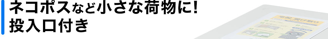 ネコポスなど小さな荷物に 投入口付き