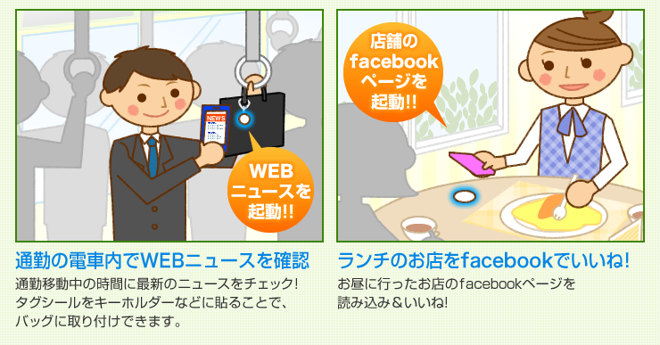 通勤電車内でWebニュースを確認　ランチのお店をfacebookでいいね