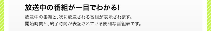 放送中の番組が一目でわかる