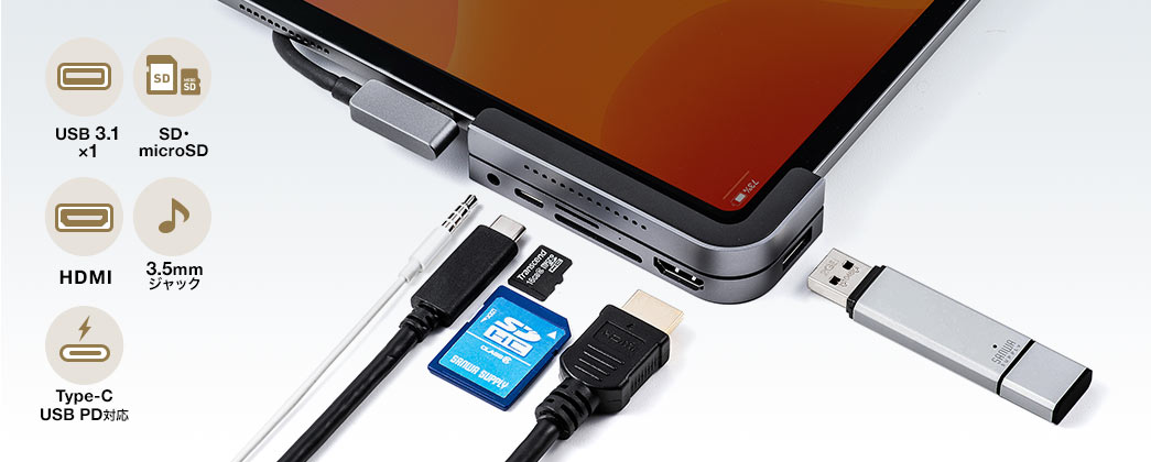 USB 3.1×1 HDMI Type-C USB PD対応