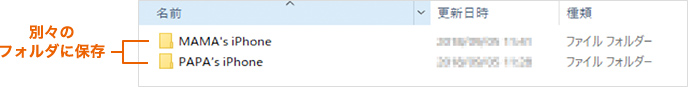 別々のフォルダに保存