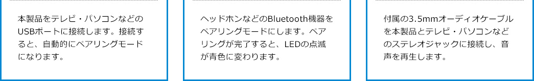 本製品をテレビ・パソコンなどのUSBポートに接続します