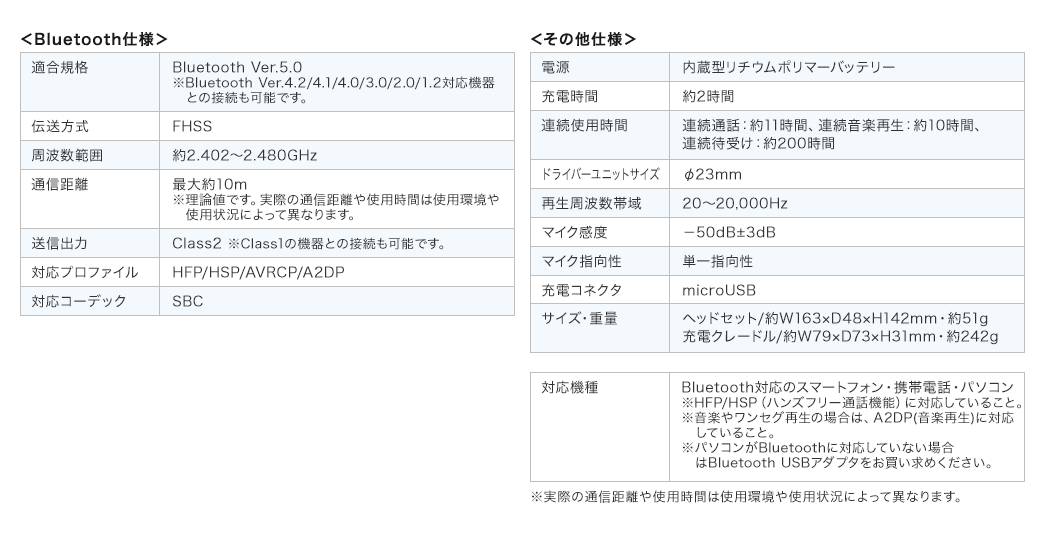 Bluetooth仕様 その他仕様