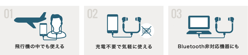 飛行機の中でも使える 充電不要で気軽に使える