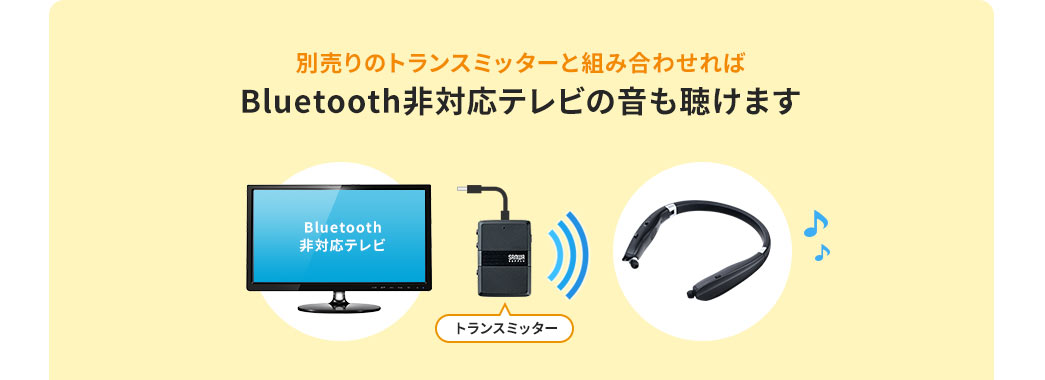 別売りのトランスミッターと組み合わせればBluetooth非対応テレビの音も聴けます