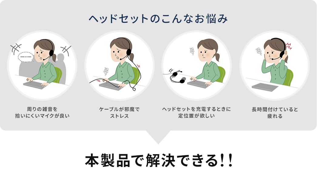 ヘッドセットのこんなお悩み 本製品で解決できる