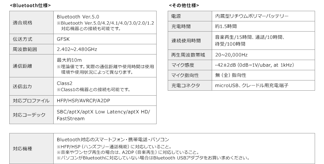 Bluetooth仕様 その他仕様