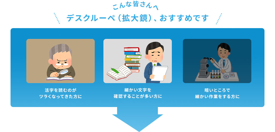 こんな皆さんへデスクルーペ（拡大鏡）、おすすめです