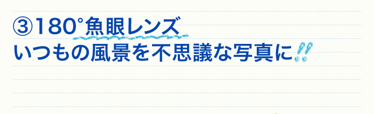 180°魚眼レンズ　いつもの風景を不思議な写真に！！