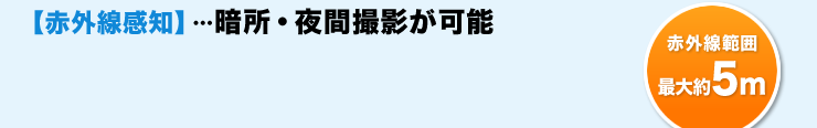 赤外線感知　暗所・夜間撮影が可能