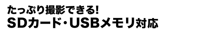 たっぷり撮影できる　SDカード・USBメモリ対応