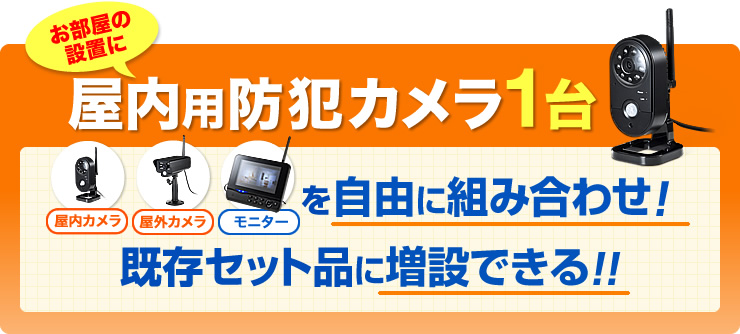 お部屋の設置に屋内用防犯カメラ1台