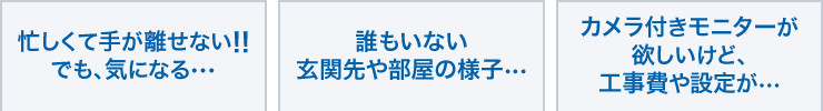 忙しくて手が離せない でも、気になる 誰もいない玄関先や部屋の様子