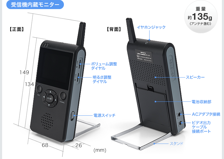 受信機内蔵モニター