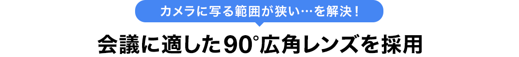 カメラに写る範囲が狭い を解決 会議に適した90°広角レンズを採用