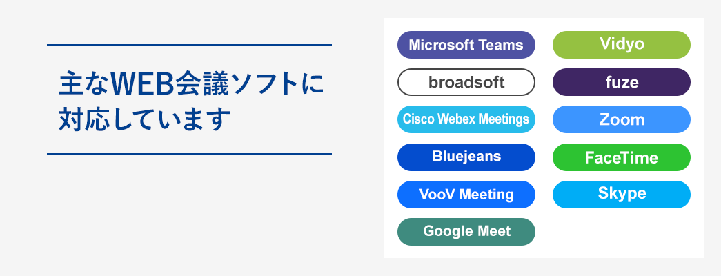 主なWEB会議ソフトに対応しています