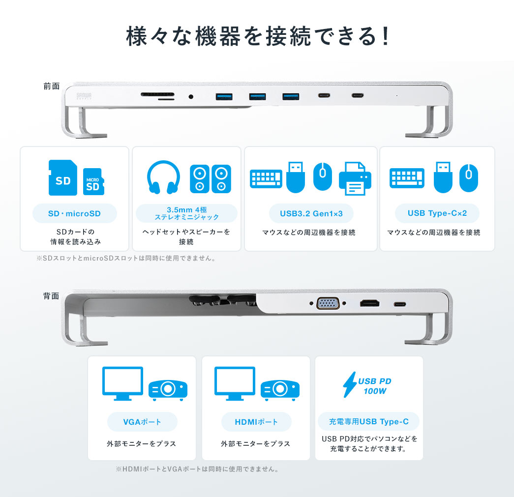 様々な機器を接続できる